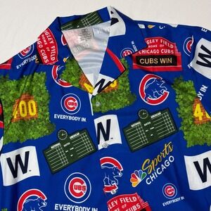 Chicago Cubs Wrigley Field Men's Hawaiian Camp‎ Shirt Stadium Giveaway Blue XL